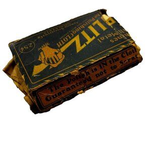 Antique Blitz Polishing cloth in original cardboard carton Primitive